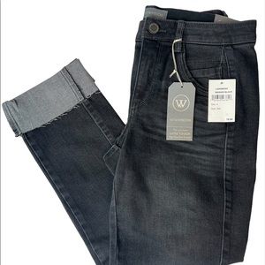 Wit & Wisdom Black glitter High Waisted Straight Leg Denim cuffed Jean